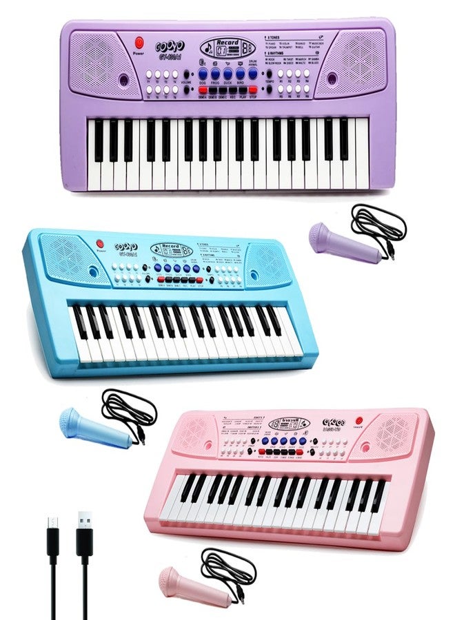 Gooyo GY-430CF 37-Key Musical Piano Keyboard with Microphone | 8 Rhythms, 8 Tones, 6 Demos, Song Record Feaure | Dual Power Supply (USB Included) | Assorted Color | Gift Box Packaging - Image 1